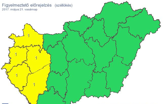 Erős széllökésekre figyelmeztet a meteorológiai szolgálat