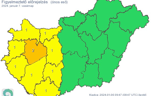 Ónos esőre figyelmeztet a meteorológiai szolgálat vasárnap